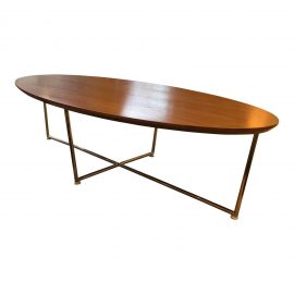 HD Buttercup Walnut Oval & Stainless Base Coffee Table