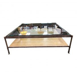 Custom Jonathan Barnett Stone, Glass and Metal Coffee Table