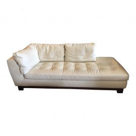 Roche Bobois White Leather Chaise/Sofa