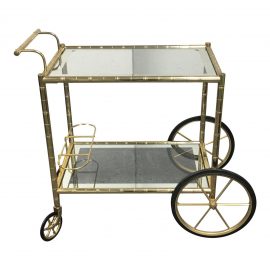 Two Tiered Brass + Glass Bar Cart