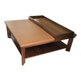 Custom Leather Ottoman With Tray