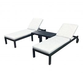 Pair of Restoration Hardware Aegean Chaises Lounge + Tables Set. Original Price: $4,000.00