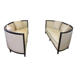 Pair of Custom Sofas. Demi-Lune Shaped