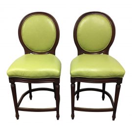 NEW Pair of Pearson Scarlette Leather Counter Stools. Original Price: $5,356.00