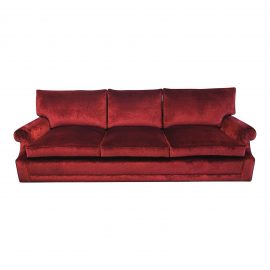 NEW Custom J. F. Fitzgerald Ruby Velvet Sofa. Original Price: $12,000.00