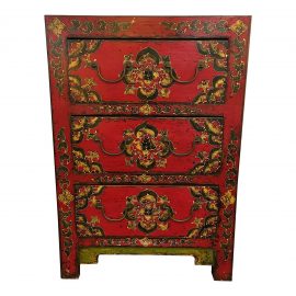 Handpainted Three Drawer Tibetan Chest