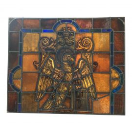 Mid 20th Century German Stained Glass Panel Depicting an Eagle