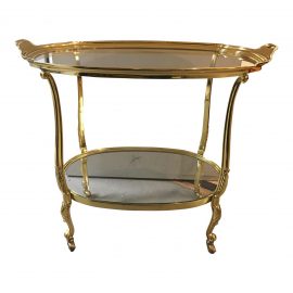 Contemporary Brass & Glass Two Tiered Bar Cart