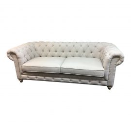 Chesterfield Style Oatmeal Linen Sofa