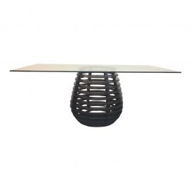 Beehive Base Dining Table With Glass Top