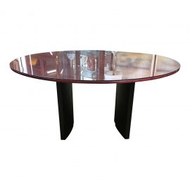 Round Birdseye Maple Dining Table With Glass Top. Original Price: $5,000.00