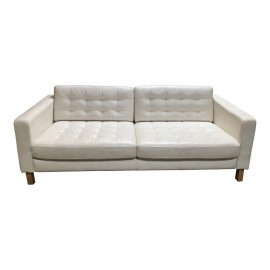 Ivory Leather Contemporary Sofa