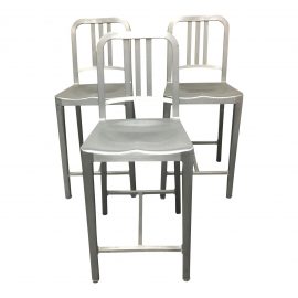 Set of Three Emeco Aluminum Counter Stools From DWR. Original Price: $2,610.00