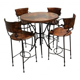 Arhaus 38" Round Bar Table & Set of Four Barstools