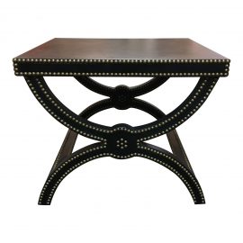 Baker Furniture Black Faux Leather Side Table