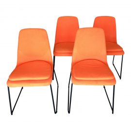 NEW Set of Four N.P.D. New Marcell Dining Chairs in Bright Orange