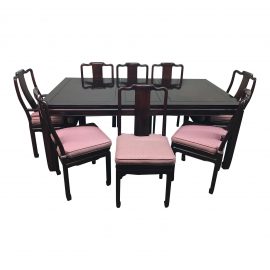 Rosewood Dining Room Table + 8 Chairs