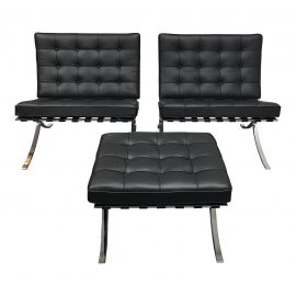 Pair of Barcelona Chairs With Ottoman. Original Price $14,243.00