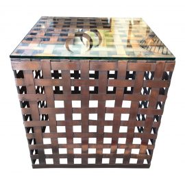 Woven Copper & Glass Side Table