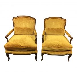 Pair of Bergere Style Arm Chairs