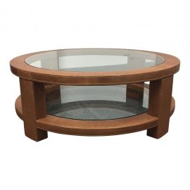 Custom Leather & Glass Coffee Table. Original Price: $4,600.00