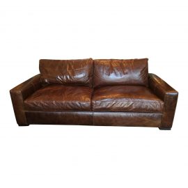 Restoration Hardware Petite Maxwell Leather Sofa Orig. Price $4,895