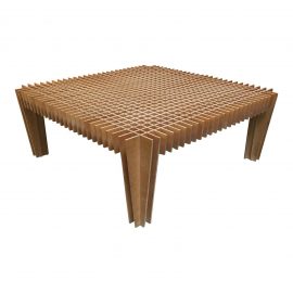 Contemporary Laminated Wood Grid Cocktail Table