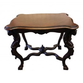 Vintage Hand Carved Dark Wood Side Table