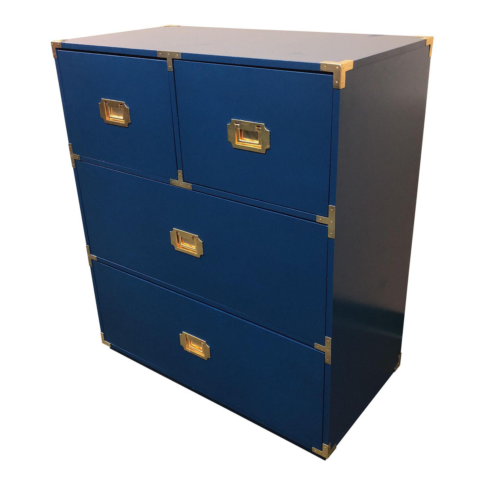 Blue Campaign Style Chest of Drawers - Design Plus Gallery Blue Campaign Style Chest of Drawers - Design Plus Gallery