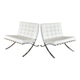 Knoll Barcelona Leather Chairs - A Pair. Original Price: $13,000.00