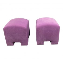 Gulassa & Co. Pink Velvet Ottoman Stools - a Pair. Original Price: $3,400.00