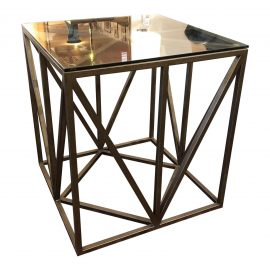 Bronze Finish Steel & Glass Side Table