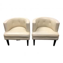 Williams Sonoma Home Geoffrey Leather Chairs - A Pair. Original Price: $6,590.00