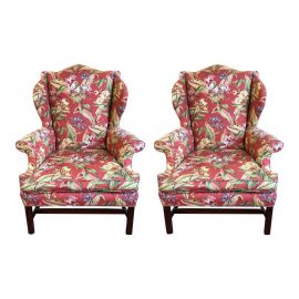Custom Crafted Wingback Chairs - A Pair