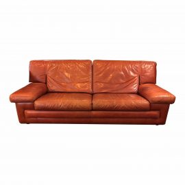 Roche Bobois Vintage Red Leather Sofa. Original Price: $4,500.00