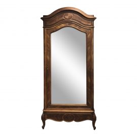 Vintage Wood Mirrored Front Armoire