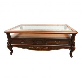 Traditional Style Wood & Glass Coffee Table