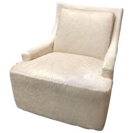 NEW Barbara Barry Scoop Swivel Cowhide Chair for HBF. Original Price: $6,795.00