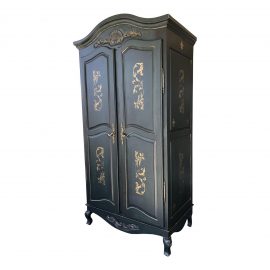 Vintage Black & Gold Stenciled Armoire