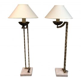 Wrought Iron + Stone Floor Lamps - a Pair