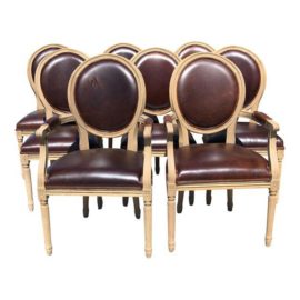 Restoration Hardware Vintage French Round Dining Chairs - Set of 8. Original Price: $4.540