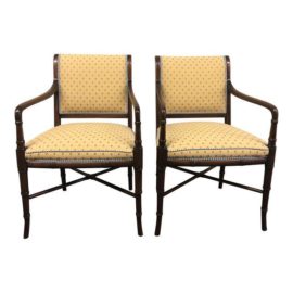 Maitland Smith Custom Upholstered Arm Chairs - a Pair
