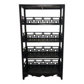Vintage Asian Style Black Wood Bookcase/Display Case