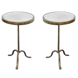 Industrial Oly Studio Tony Hammered Iron Accent Tables - a Pair. Original Price: $2,350