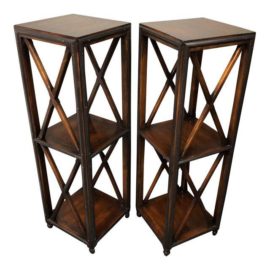 Traditional Wood and Metal Pedestals/Bookcases - a Pair