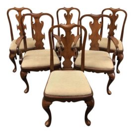 Vintage Queen Anne Dining Chairs - Set of 6