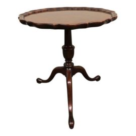 1920s English Traditional Councill Craftsmen Piecrust Accent Table