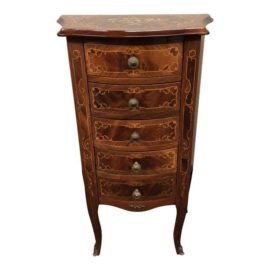 1960s Italian Marquetry 5-Drawer Wooden Commode