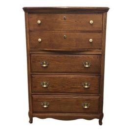 Traditional Style Five Drawer Brass Detailed Chest of Drawers