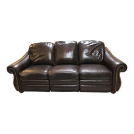 Bradington Young Brown Leather Double Recliner Sofa. Original Price: $4,000